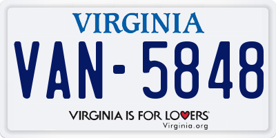 VA license plate VAN5848