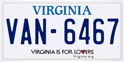 VA license plate VAN6467