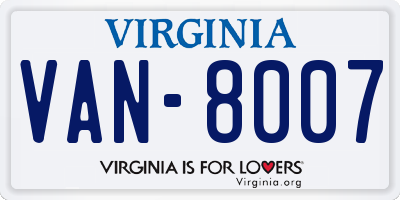 VA license plate VAN8007