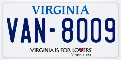 VA license plate VAN8009