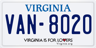 VA license plate VAN8020