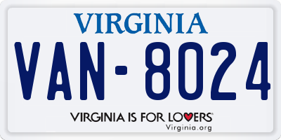 VA license plate VAN8024