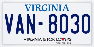 VA license plate VAN8030