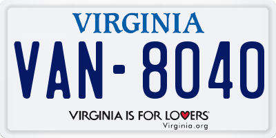 VA license plate VAN8040