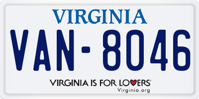 VA license plate VAN8046