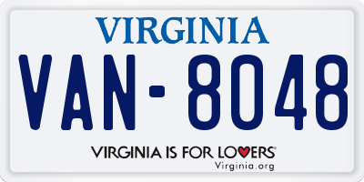 VA license plate VAN8048