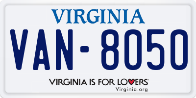 VA license plate VAN8050