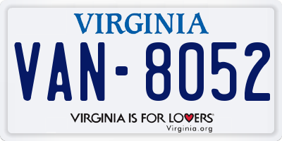 VA license plate VAN8052