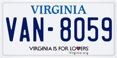 VA license plate VAN8059