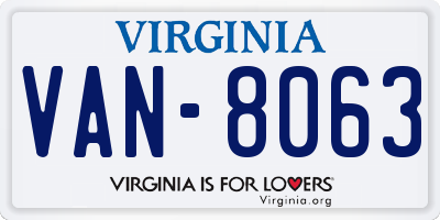 VA license plate VAN8063