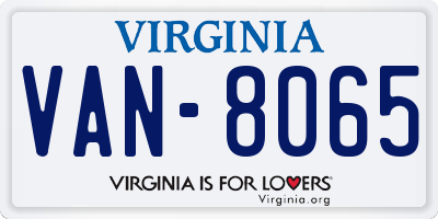 VA license plate VAN8065