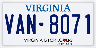 VA license plate VAN8071