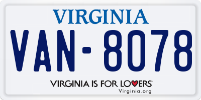 VA license plate VAN8078