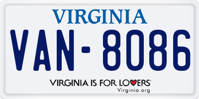 VA license plate VAN8086