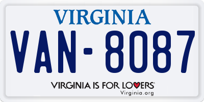 VA license plate VAN8087