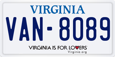 VA license plate VAN8089