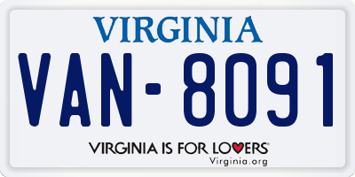 VA license plate VAN8091