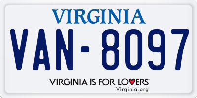 VA license plate VAN8097