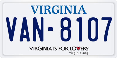 VA license plate VAN8107