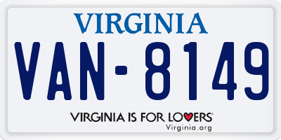 VA license plate VAN8149