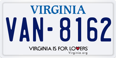 VA license plate VAN8162