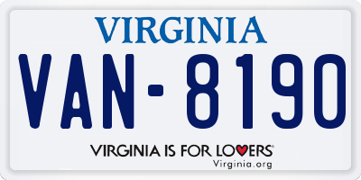 VA license plate VAN8190