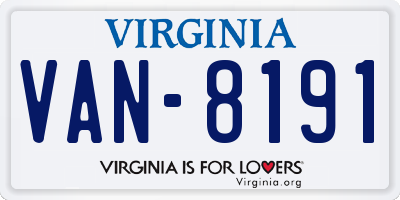 VA license plate VAN8191