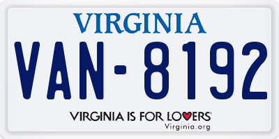 VA license plate VAN8192