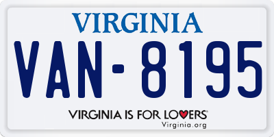 VA license plate VAN8195