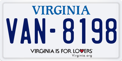 VA license plate VAN8198