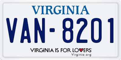 VA license plate VAN8201