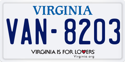 VA license plate VAN8203