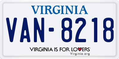 VA license plate VAN8218