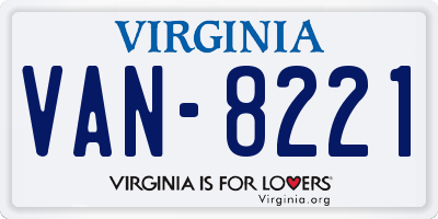 VA license plate VAN8221