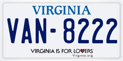 VA license plate VAN8222