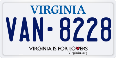 VA license plate VAN8228