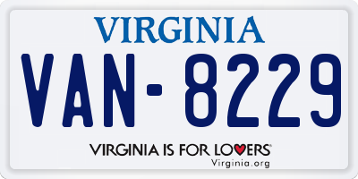 VA license plate VAN8229