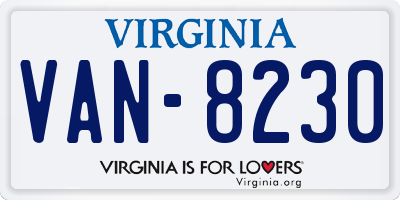 VA license plate VAN8230