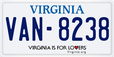 VA license plate VAN8238