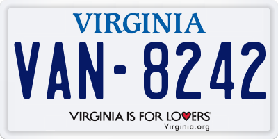 VA license plate VAN8242