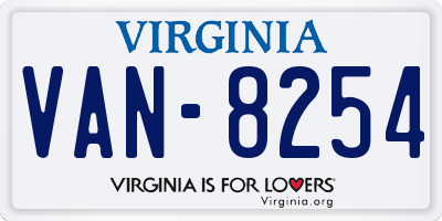 VA license plate VAN8254