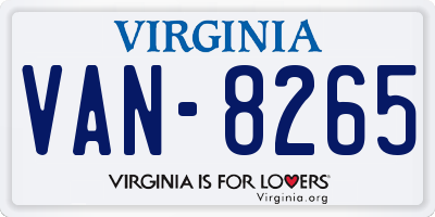 VA license plate VAN8265