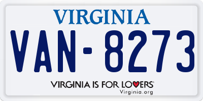 VA license plate VAN8273