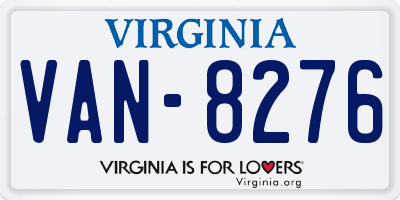 VA license plate VAN8276