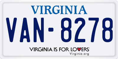 VA license plate VAN8278