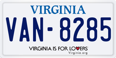 VA license plate VAN8285