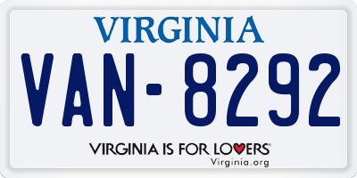 VA license plate VAN8292