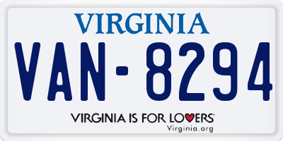 VA license plate VAN8294