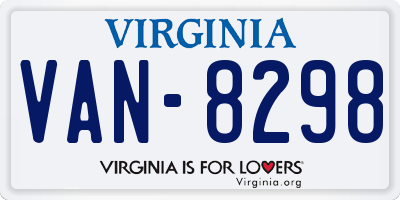 VA license plate VAN8298