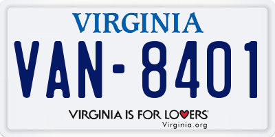 VA license plate VAN8401